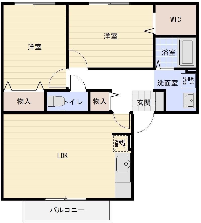 セジュール福生(2LDK/1階)の間取り写真