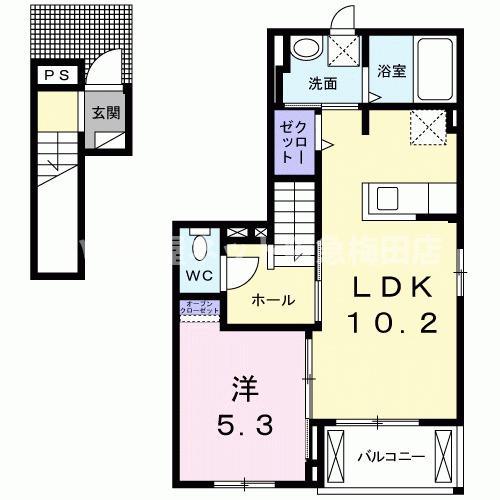 OHOUSE(1LDK/2階)の間取り写真