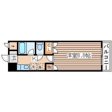 アーバンハイツ柏木(1K/7階)の間取り写真