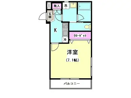 ヴァンクレール(1K/4階)の間取り写真