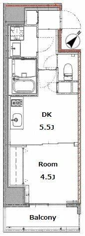 リビオメゾン上野入谷(1DK/8階)の間取り写真