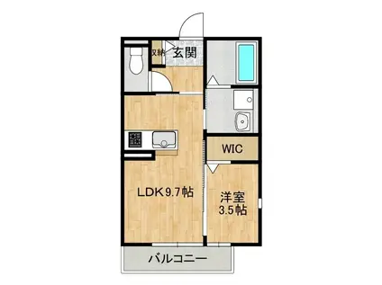 ブリージア笠原S(1LDK/3階)の間取り写真