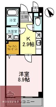 ジョイーレ(1K/2階)の間取り写真