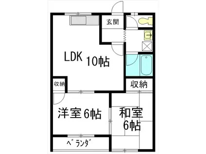 ムーニー室賀(2LDK/1階)の間取り写真