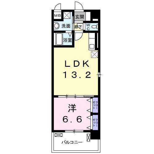 メレヴェイユ アルファ(1LDK/2階)の間取り写真