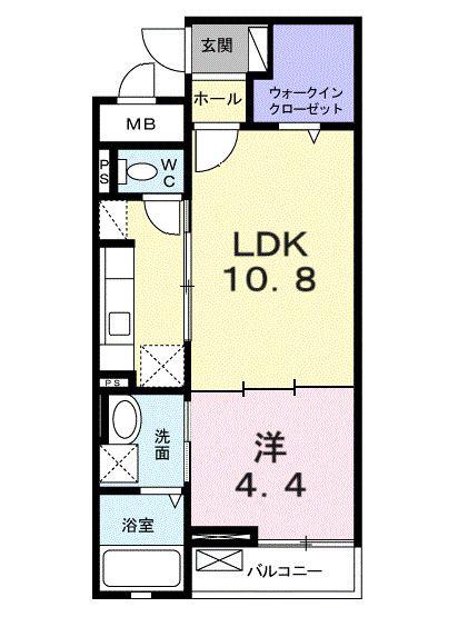オリエント ガーデンC(1LDK/2階)の間取り写真