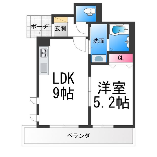 シャーメゾン津久野(1LDK/1階)の間取り写真