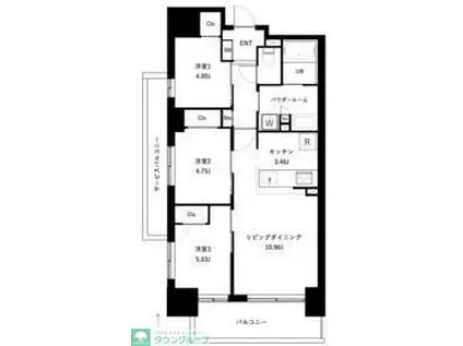 アーバンパーク谷在家(3LDK/12階)の間取り写真