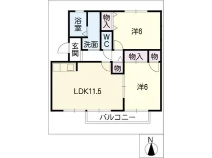 ヴィラージュ(2LDK/2階)の間取り写真