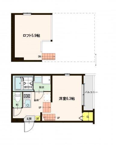 AXIS-SKYS 南仙台(1K/2階)の間取り写真