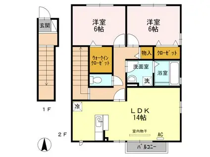 ブランズ天正寺(2LDK/2階)の間取り写真