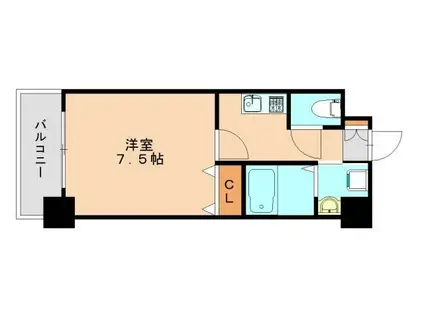 エンクレスト天神CLASS(1K/9階)の間取り写真