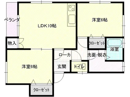 ヴィレッチ若松(2LDK/1階)の間取り写真
