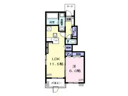 メゾンドソレイユ(1LDK/1階)の間取り写真