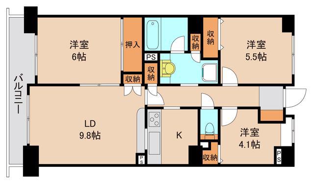 サンライフ取手(3LDK/14階)の間取り写真