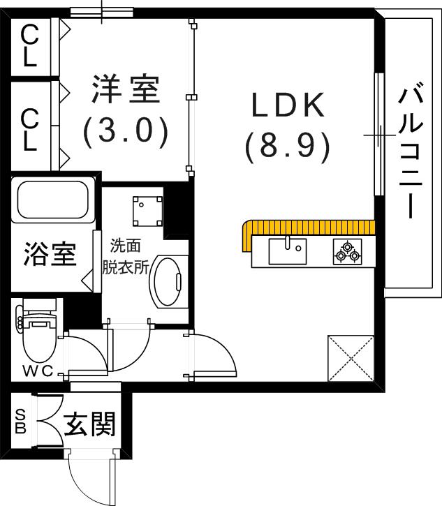 AQUILA上筒井(1LDK/1階)の間取り写真