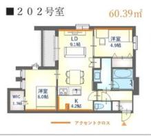 内代レジデンスノース(2LDK/2階)の間取り写真
