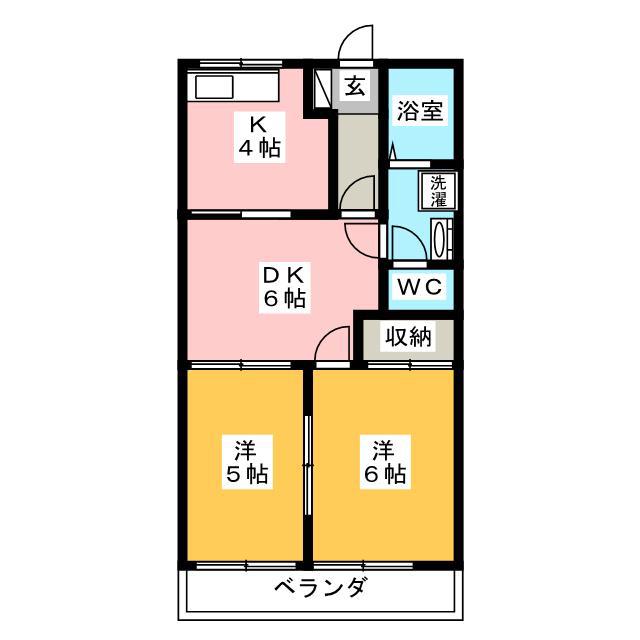 ミルキーWAY(2LDK/2階)の間取り写真