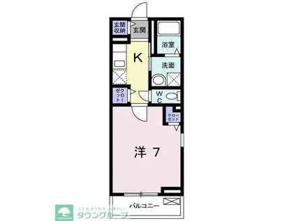 プリムローズ鷹の台(1K/2階)の間取り写真