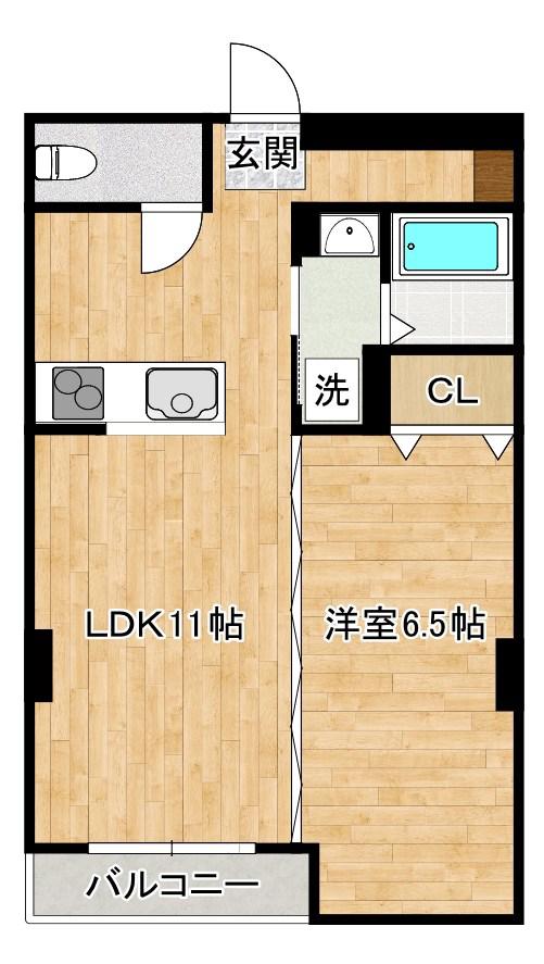 三萩野ビル(1LDK/3階)の間取り写真