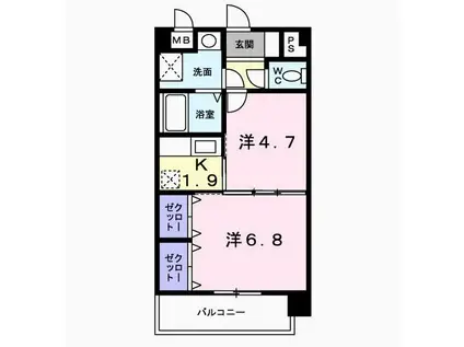 プラシード カーサ(2K/2階)の間取り写真