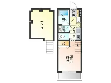 CASA K(1K/2階)の間取り写真