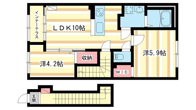 南京終7丁目アパート(2LDK/2階)の間取り写真