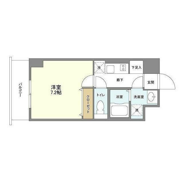 東急田園都市線 三軒茶屋駅 徒歩1分 11階建 築8年(1K/7階)の間取り写真