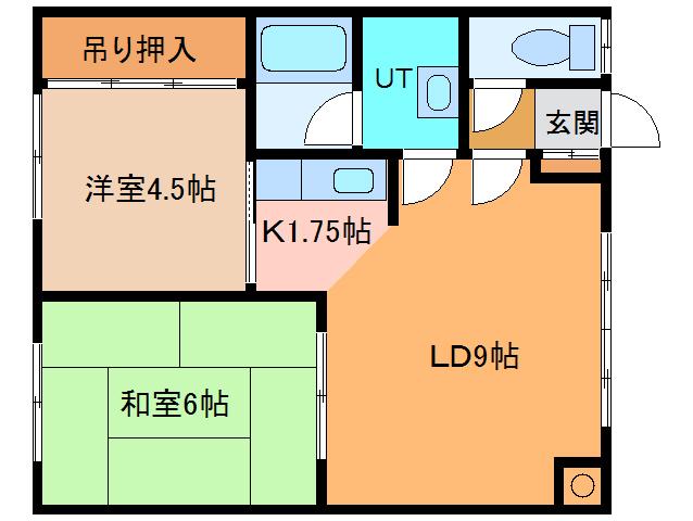 飛田ハイツB棟(2LDK/2階)の間取り写真