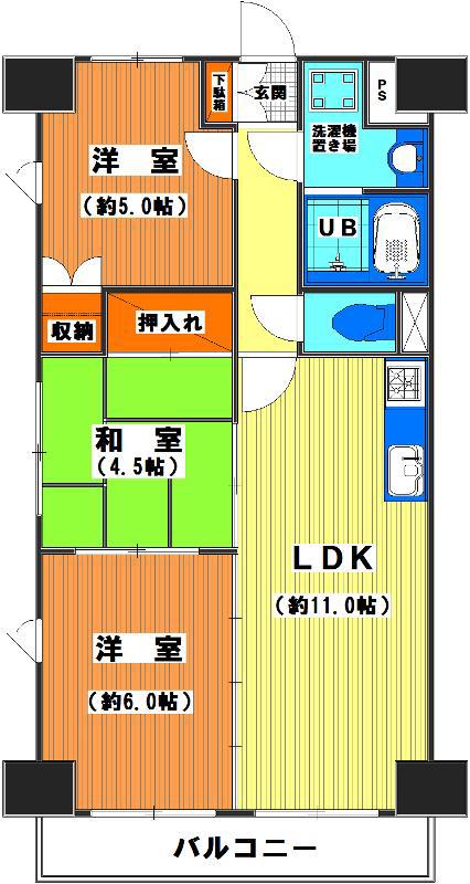 駅前・タワーマンションTOSHI(3LDK/3階)の間取り写真