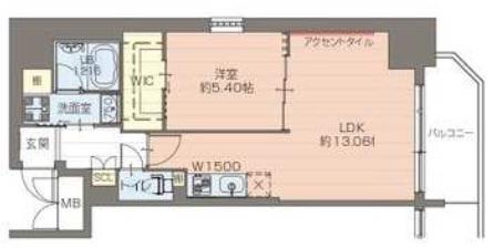 プレジオ鎗屋町(1LDK/13階)の間取り写真