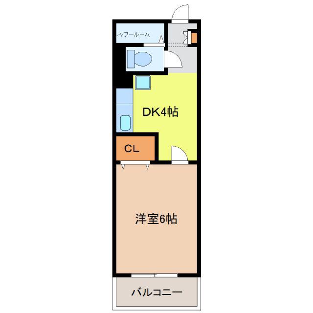 第三幸楽ビル(1DK/4階)の間取り写真