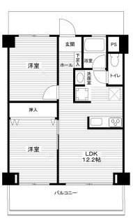 仁平フラッツ(2LDK/2階)の間取り写真