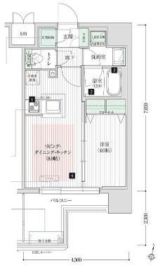アーバネックス新大阪(1LDK/2階)の間取り写真