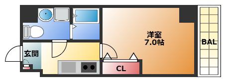 S-FORT大今里西(1K/2階)の間取り写真