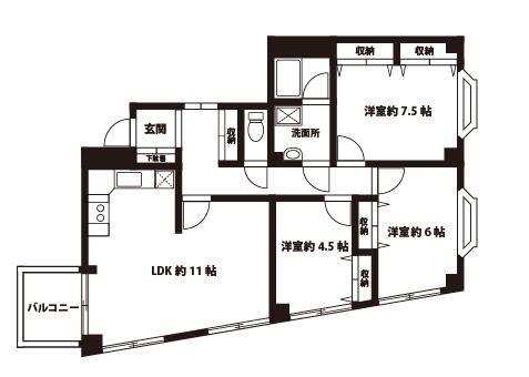 アベニュー中央林間(3LDK/3階)の間取り写真