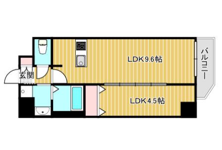 スプランディッド難波ウエスト(1LDK/8階)の間取り写真