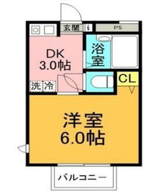 ヒルトップ鶴川(1K/2階)の間取り写真