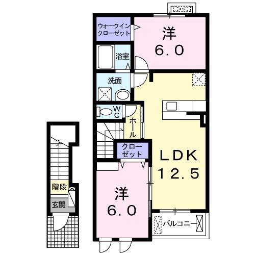 コンフォールI(2LDK/2階)の間取り写真
