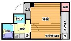 千里山弐番館(1K/3階)の間取り写真