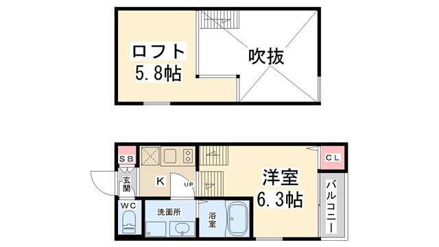 ウェリナ池田(1K/1階)の間取り写真