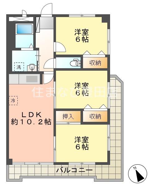 ベルドミール平戸橋2番館(3LDK/3階)の間取り写真