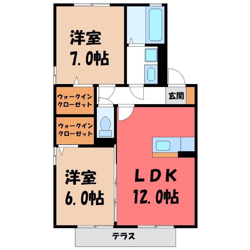 MIYABI A(2LDK/1階)の間取り写真