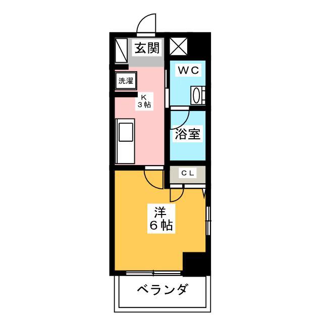 フルールジュネス(1K/6階)の間取り写真