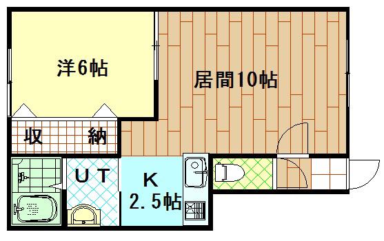 ＪＲ函館本線 近文駅 徒歩6分 2階建 築24年(1LDK/1階)の間取り写真