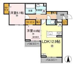 サンメゾン小池A棟(2LDK/3階)の間取り写真