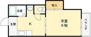 ハイツ南苑荘III(1K/3階)の間取り写真