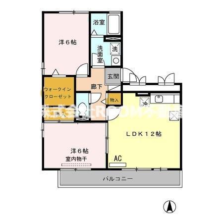 セジュール早水I(2LDK/1階)の間取り写真