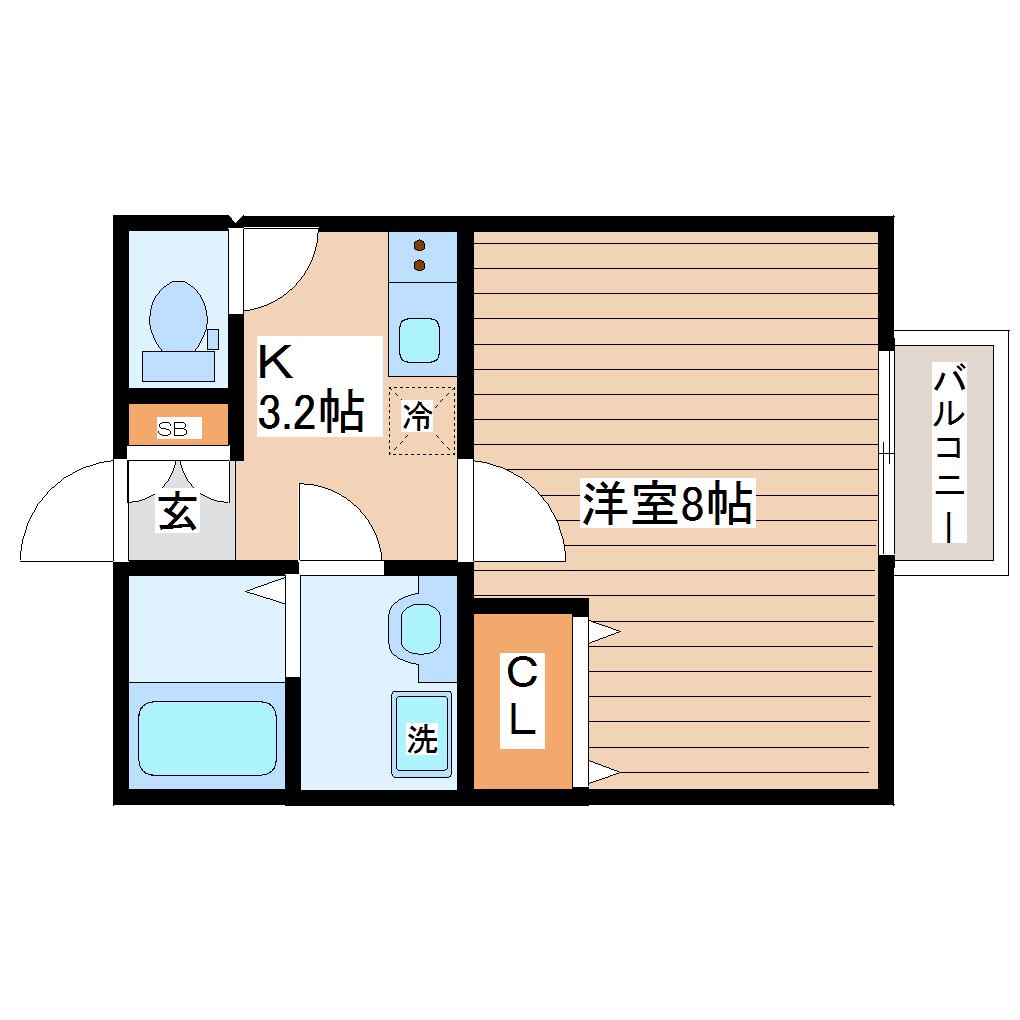ポミエ西多賀(1K/1階)の間取り写真