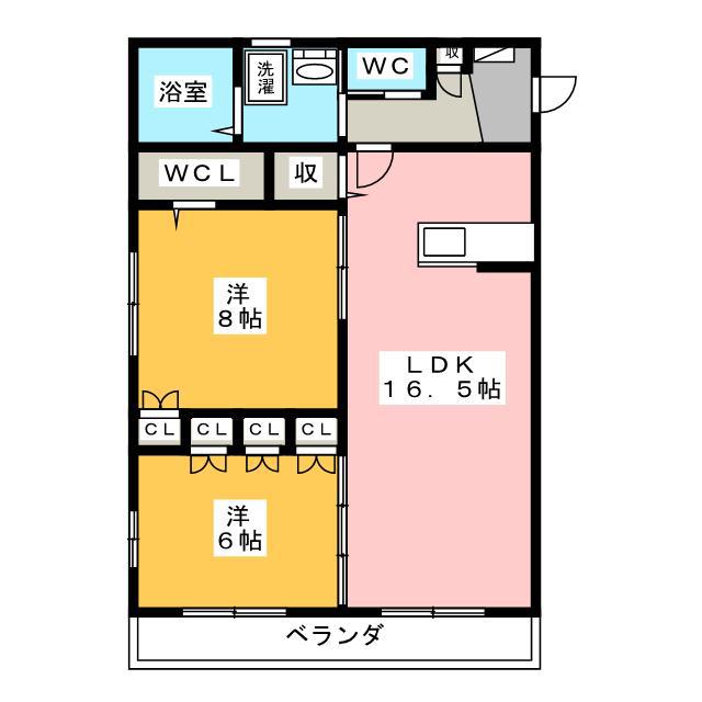 メゾン・ソレイユII(2SLDK/2階)の間取り写真